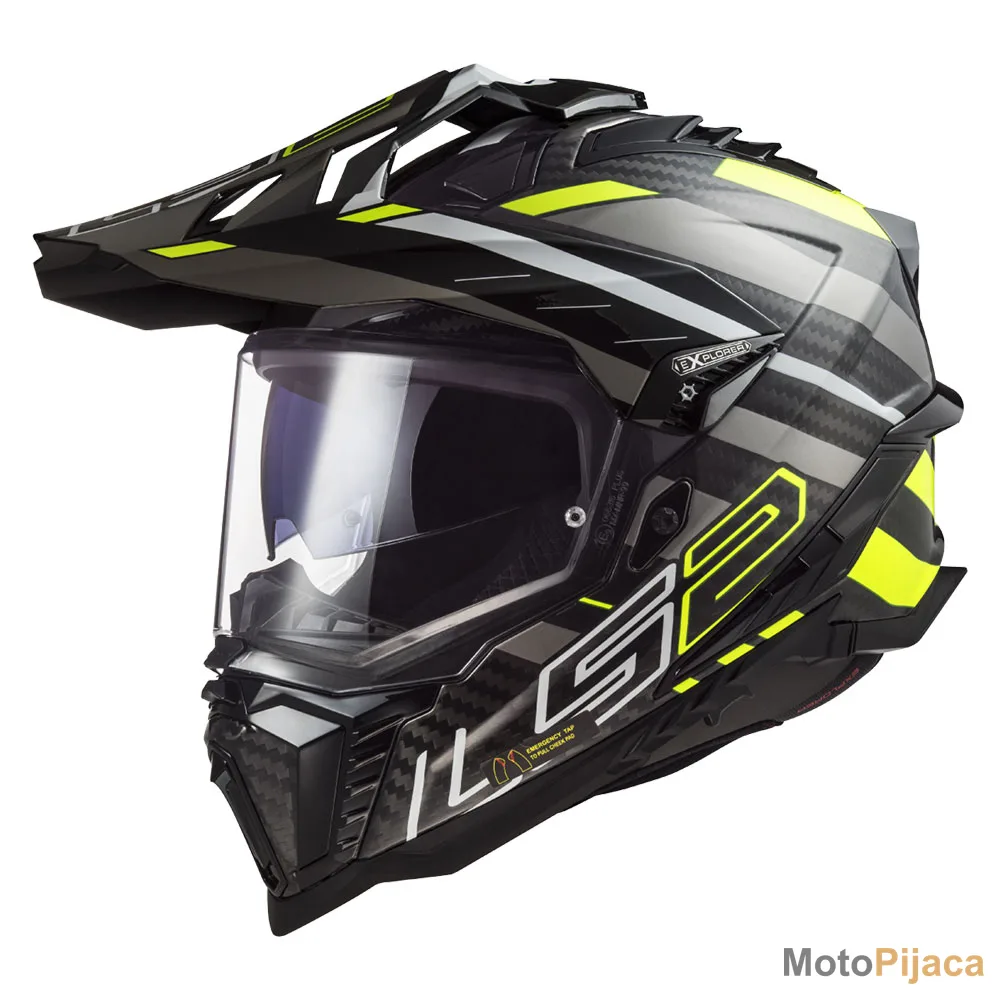 LS2 KACIGA CROSS MX701 EXPLORER EDGE CARBON CRNO BELA - DD MOTO