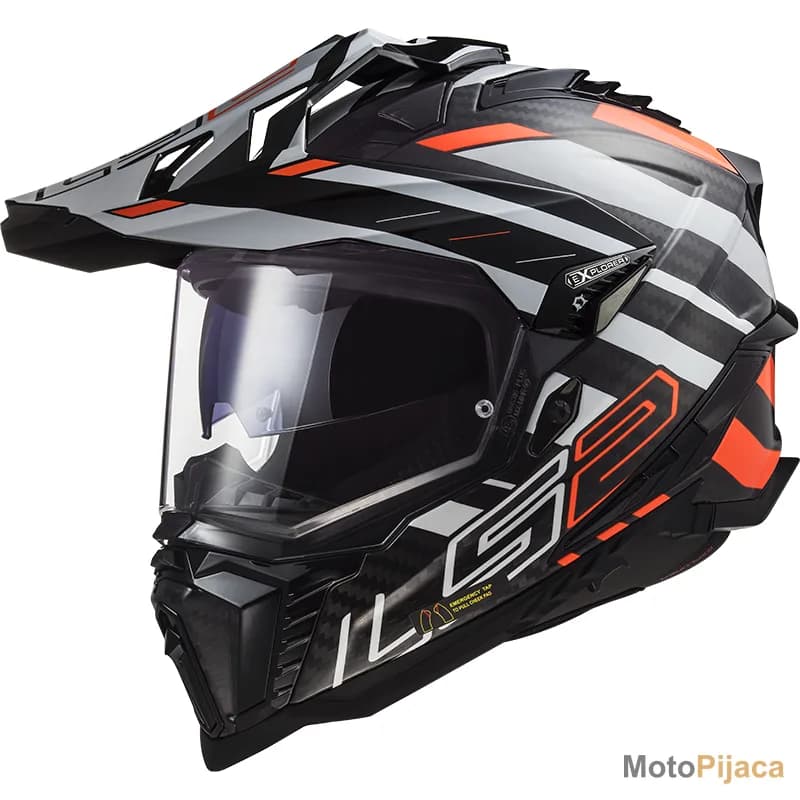 LS2 KACIGA CROSS MX701 EXPLORER EDGE CARBON CRNO NARANDZASTA - DD MOTO