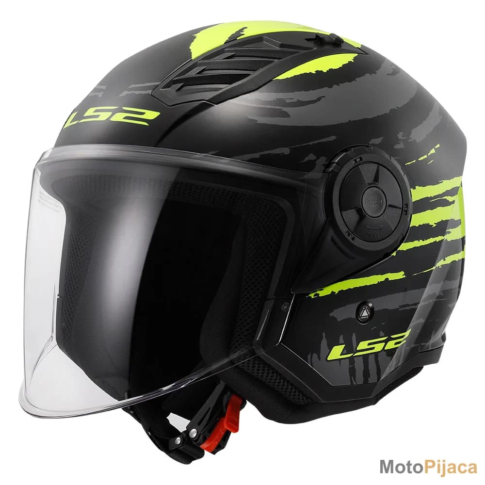 LS2 KACIGA JET OF616 AIRFLOW II BRUSH CRNO ZUTA - DD MOTO